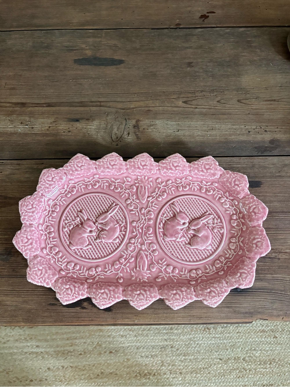 Pink Decorative Ceramic Bunny Platter Bordello Pinheiro